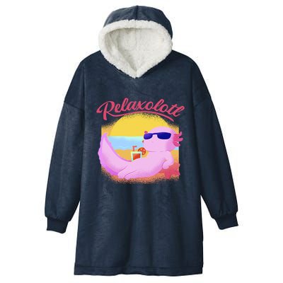 Relaxolotl Axolotl On Vacation Summer Beach Fun In The Sun Hooded Wearable Blanket