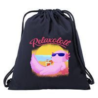 Relaxolotl Axolotl On Vacation Summer Beach Fun In The Sun Drawstring Bag