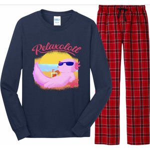 Relaxolotl Axolotl On Vacation Summer Beach Fun In The Sun Long Sleeve Pajama Set