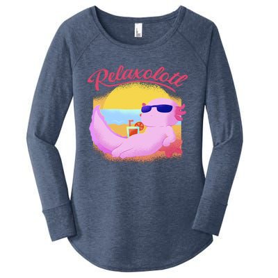 Relaxolotl Axolotl On Vacation Summer Beach Fun In The Sun Women's Perfect Tri Tunic Long Sleeve Shirt