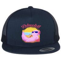 Relaxolotl Axolotl On Vacation Summer Beach Fun In The Sun Flatbill Hat