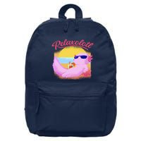Relaxolotl Axolotl On Vacation Summer Beach Fun In The Sun 16 in Basic Backpack