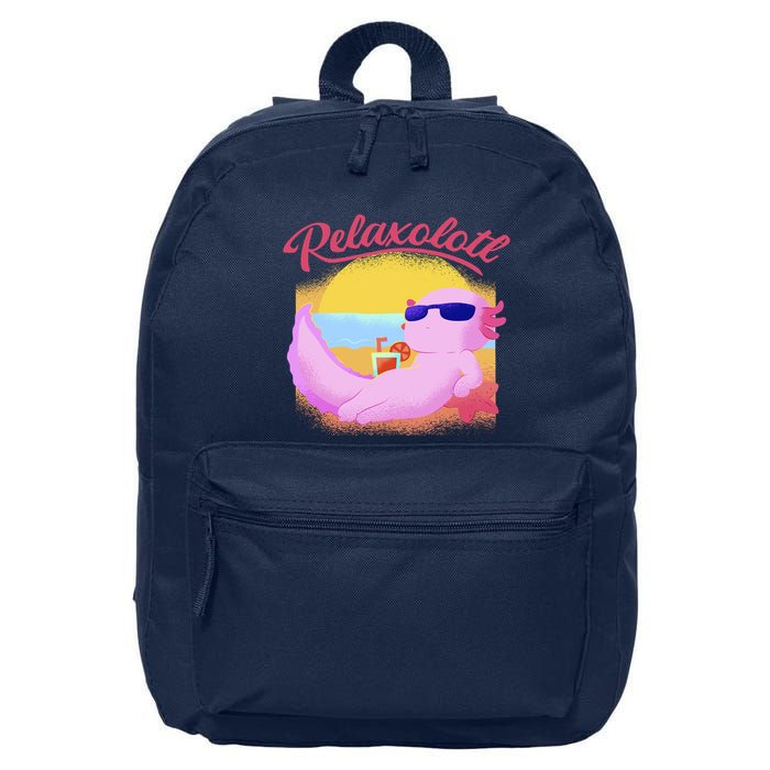 Relaxolotl Axolotl On Vacation Summer Beach Fun In The Sun 16 in Basic Backpack