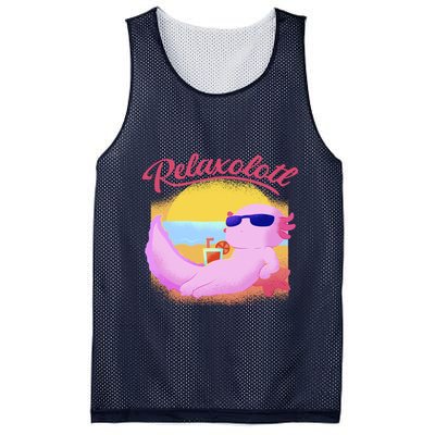 Relaxolotl Axolotl On Vacation Summer Beach Fun In The Sun Mesh Reversible Basketball Jersey Tank