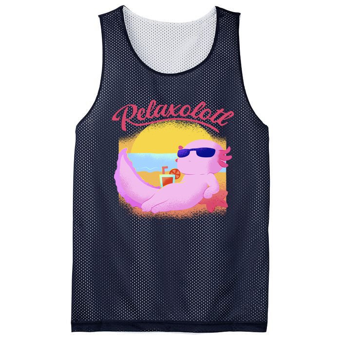 Relaxolotl Axolotl On Vacation Summer Beach Fun In The Sun Mesh Reversible Basketball Jersey Tank