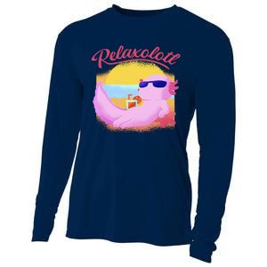 Relaxolotl Axolotl On Vacation Summer Beach Fun In The Sun Cooling Performance Long Sleeve Crew