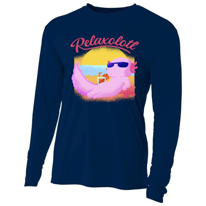 Relaxolotl Axolotl On Vacation Summer Beach Fun In The Sun Cooling Performance Long Sleeve Crew