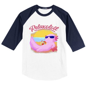 Relaxolotl Axolotl On Vacation Summer Beach Fun In The Sun Baseball Sleeve Shirt