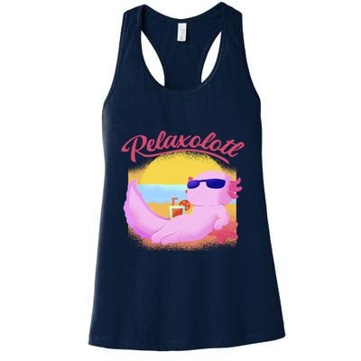 Relaxolotl Axolotl On Vacation Summer Beach Fun In The Sun Womens Tank Top
