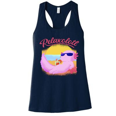 Relaxolotl Axolotl On Vacation Summer Beach Fun In The Sun Women's Racerback Tank