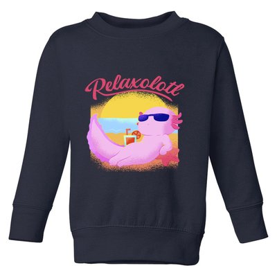 Relaxolotl Axolotl On Vacation Summer Beach Fun In The Sun Toddler Sweatshirt