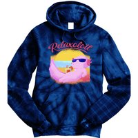 Relaxolotl Axolotl On Vacation Summer Beach Fun In The Sun Tie Dye Hoodie