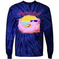 Relaxolotl Axolotl On Vacation Summer Beach Fun In The Sun Tie-Dye Long Sleeve Shirt