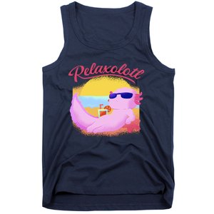 Relaxolotl Axolotl On Vacation Summer Beach Fun In The Sun Tank Top