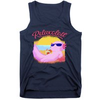 Relaxolotl Axolotl On Vacation Summer Beach Fun In The Sun Tank Top