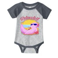 Relaxolotl Axolotl On Vacation Summer Beach Fun In The Sun Infant Baby Jersey Bodysuit