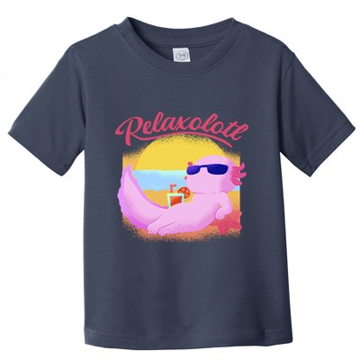 Relaxolotl Axolotl On Vacation Summer Beach Fun In The Sun Toddler T-Shirt