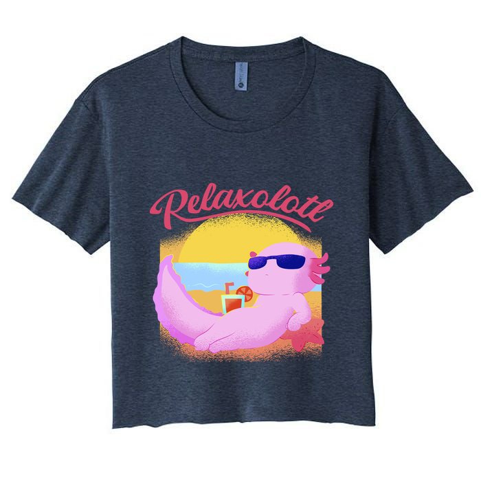 Relaxolotl Axolotl On Vacation Summer Beach Fun In The Sun Crop Top