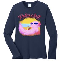 Relaxolotl Axolotl On Vacation Summer Beach Fun In The Sun Ladies Long Sleeve Shirt