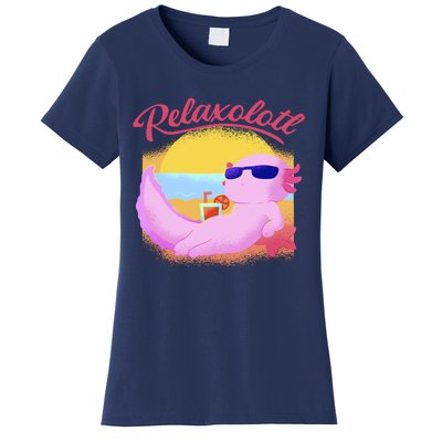 Relaxolotl Axolotl On Vacation Summer Beach Fun In The Sun Women's T-Shirt