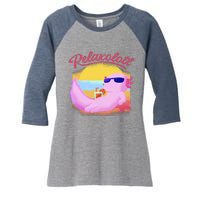 Relaxolotl Axolotl On Vacation Summer Beach Fun In The Sun Women's Tri-Blend 3/4-Sleeve Raglan Shirt