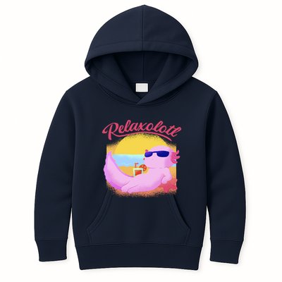Relaxolotl Axolotl On Vacation Summer Beach Fun In The Sun Kids Hoodie