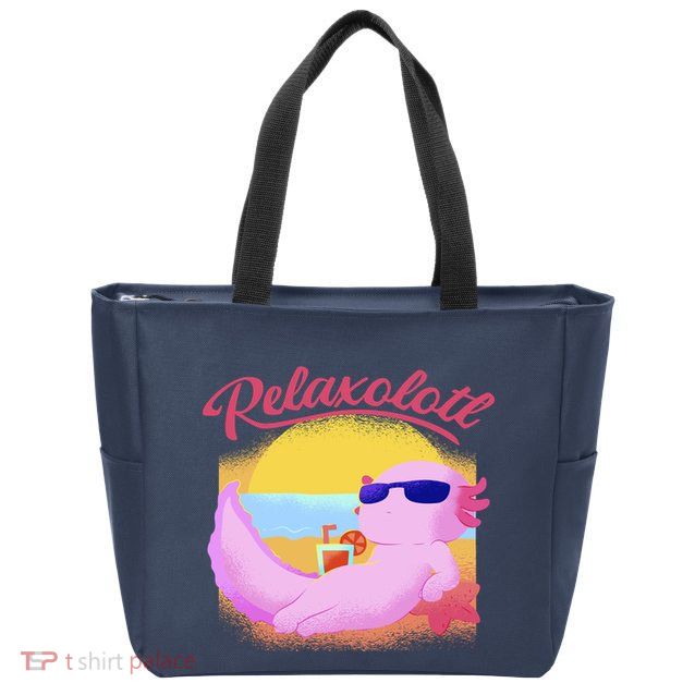 Relaxolotl Axolotl On Vacation Summer Beach Fun In The Sun Zip Tote Bag