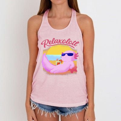 Relaxolotl Axolotl On Vacation Summer Beach Fun In The Sun Women's Knotted Racerback Tank