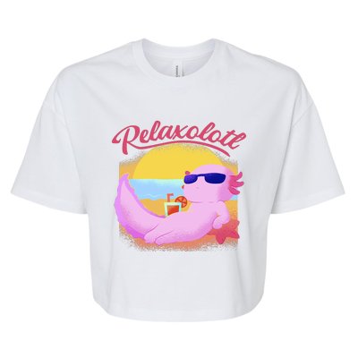 Relaxolotl Axolotl On Vacation Summer Beach Fun In The Sun Bella+Canvas Jersey Crop Tee