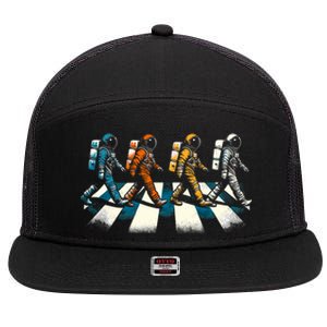 Retro Astronaut Outer Space 7 Panel Mesh Trucker Snapback Hat