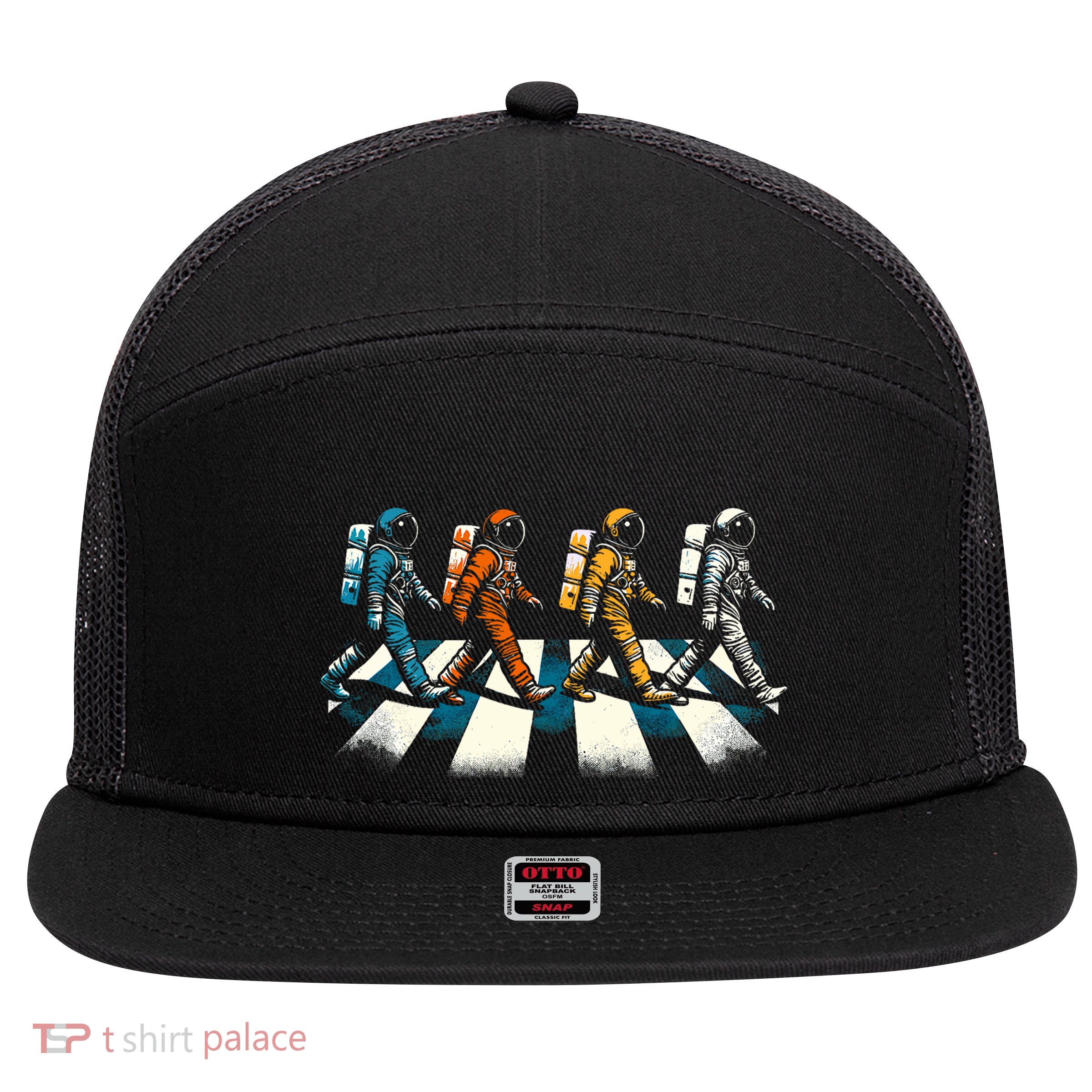 Retro Astronaut Outer Space 7 Panel Mesh Trucker Snapback Hat