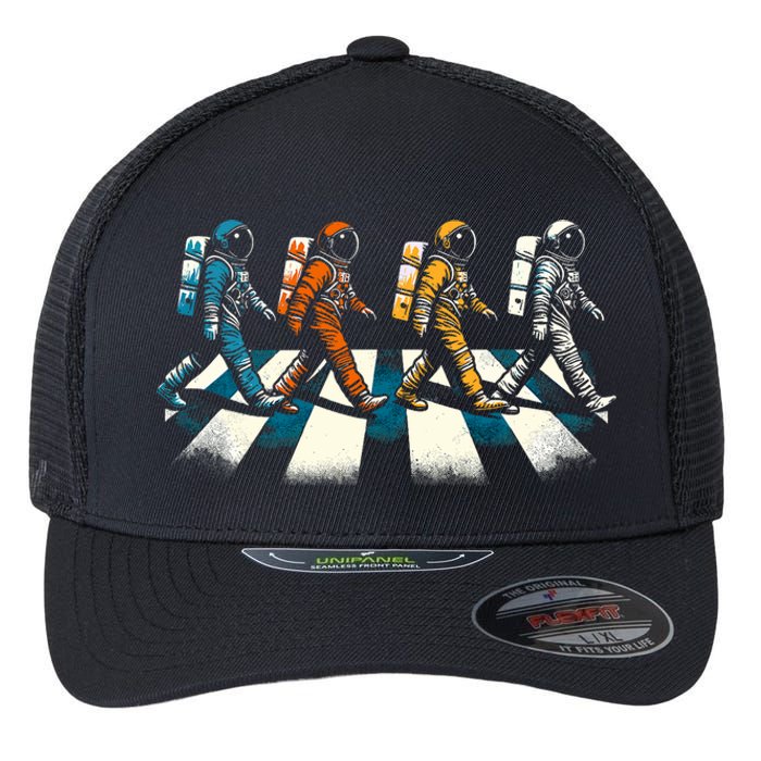 Retro Astronaut Outer Space Flexfit Unipanel Trucker Cap