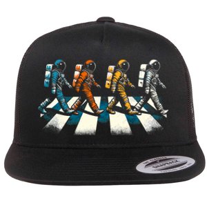 Retro Astronaut Outer Space Flat Bill Trucker Hat