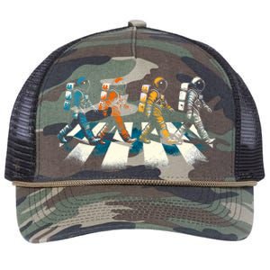 Retro Astronaut Outer Space Retro Rope Trucker Hat Cap