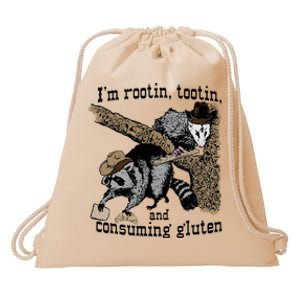 Raccoon And Opossum I’M Rootin Tootin And Consuming Gluten Drawstring Bag