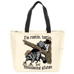 Raccoon And Opossum I’M Rootin Tootin And Consuming Gluten Zip Tote Bag