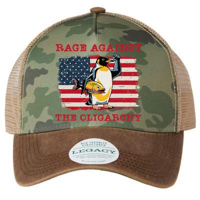 Rage Against Oligarchy Penguin Hands Off Fight Resist Legacy Tie Dye Trucker Hat