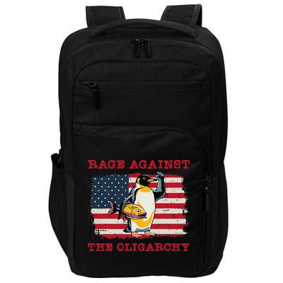 Rage Against Oligarchy Penguin Hands Off Fight Resist Impact Tech Backpack