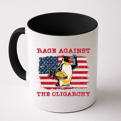Rage Against Oligarchy Penguin Hands Off Fight Resist Mug