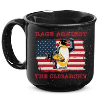 Rage Against Oligarchy Penguin Hands Off Fight Resist 15oz Campfire Ceramic Mug