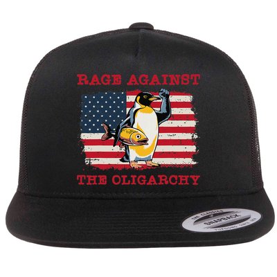 Rage Against Oligarchy Penguin Hands Off Fight Resist Flatbill Hat