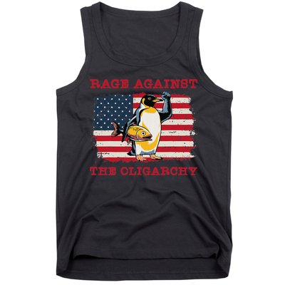 Rage Against Oligarchy Penguin Hands Off Fight Resist Tank Top