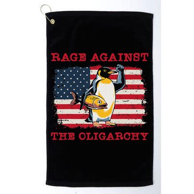 Rage Against Oligarchy Penguin Hands Off Fight Resist Golf Towel
