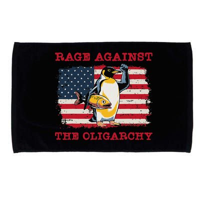 Rage Against Oligarchy Penguin Hands Off Fight Resist Microfiber Hand Towel