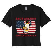 Rage Against Oligarchy Penguin Hands Off Fight Resist Women's Crop Top Tee