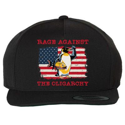 Rage Against Oligarchy Penguin Hands Off Fight Resist Wool Snapback Cap
