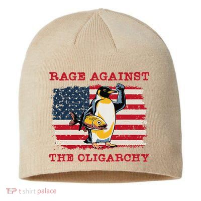 Rage Against Oligarchy Penguin Hands Off Fight Resist Sustainable Beanie