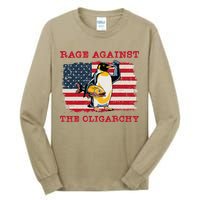 Rage Against Oligarchy Penguin Hands Off Fight Resist Tall Long Sleeve T-Shirt