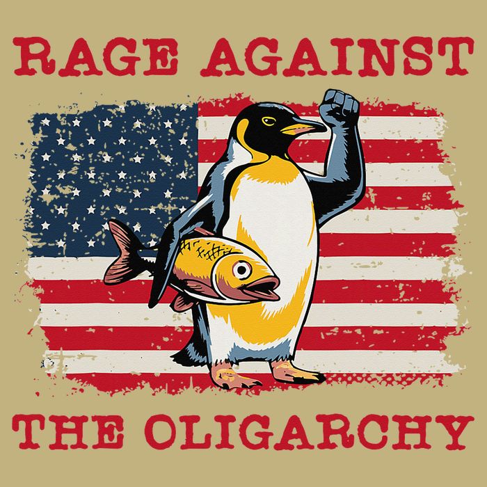 Rage Against Oligarchy Penguin Hands Off Fight Resist Tall Long Sleeve T-Shirt