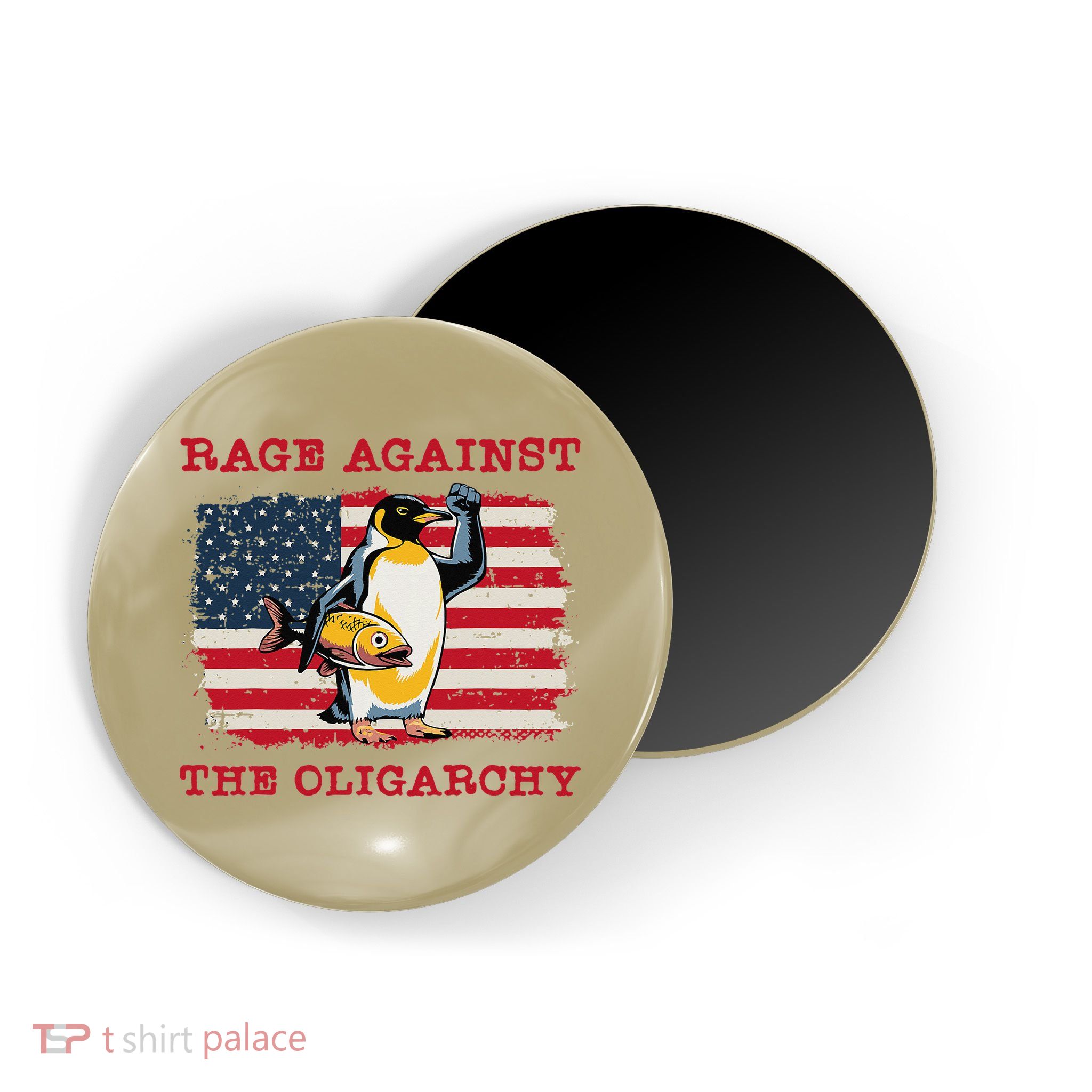 Rage Against Oligarchy Penguin Hands Off Fight Resist Magnet